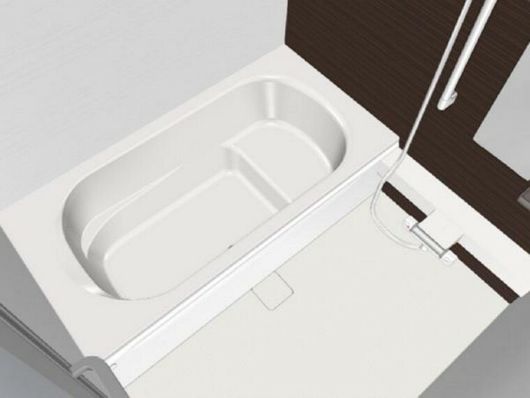 浴室 【同仕様写真】浴室はハウステック製の新品のユニットバスに交換致します。浴槽には滑り止めの凹凸があり、床は濡れた状態でも滑りにくい加工がされている安心設計です。