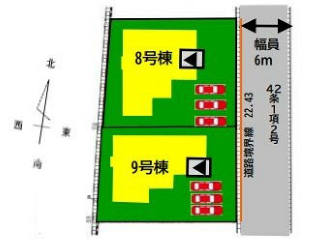 区画図 3台駐車可能