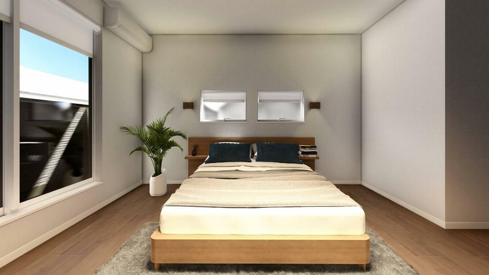 寝室 【10号地　寝室】家具のベッドもコーディネートして設置します。