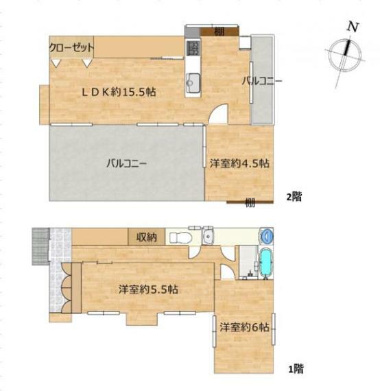 間取り図 【リフォーム済】リフォーム後の間取図です。玄関の拡張、浴室の拡張をして3LDKの過ごしやすいお家に生まれ変わります。