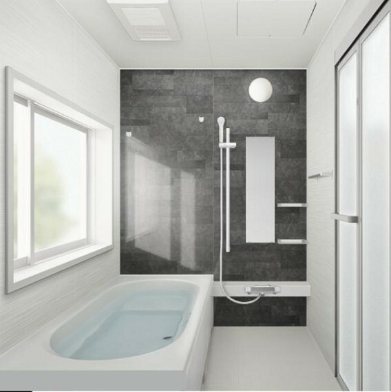 （同仕様写真）浴室はハウステック製の新品のユニットバスに交換。足を伸ばせる1坪サイズの広々とした浴槽で、1日の疲れをゆっくり癒すことができますよ。
