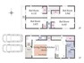 間取り図 1号棟: 18畳の広々したLDKは対面キッチン採用のため作業をしながらお子様の様子を見守ることができます全居室収納付きのため住空間を広々お使いいただけます