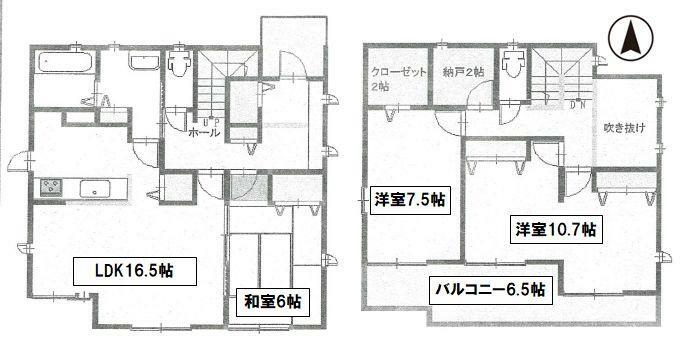 間取り図 LDK広々16帖以上！間仕切り可能な間取りです！