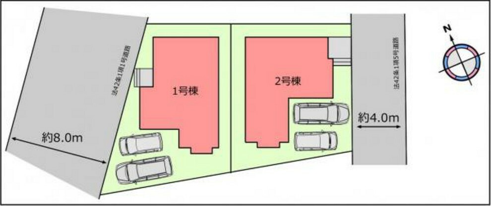 区画図 駐車スペース2台×四郎丸小学校まで徒歩5分！