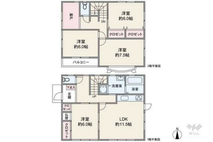 間取り図 間取り図。延床面積101.02平米の4LDK＋N。各居室ゆったりとしており、収納スペースも充実しています。