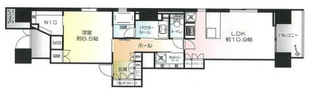 間取り図 角部屋につき開放感有。2面採光の明るいリビング。リビングには寒い冬も快適に過ごせる床暖房を完備しております。