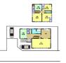 間取り図 【間取り】5LDKの広々とした住宅です。リビングスペースはキッチンと分かれており、15帖の広さがあります。駐車場は2台分のスペースがございます。
