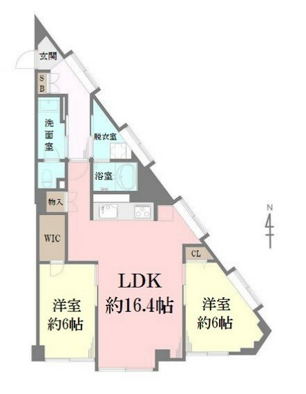 間取り図 ■3階部分の南向き角住戸で陽当り良好  ■専有面積:65.33平米の2LDK