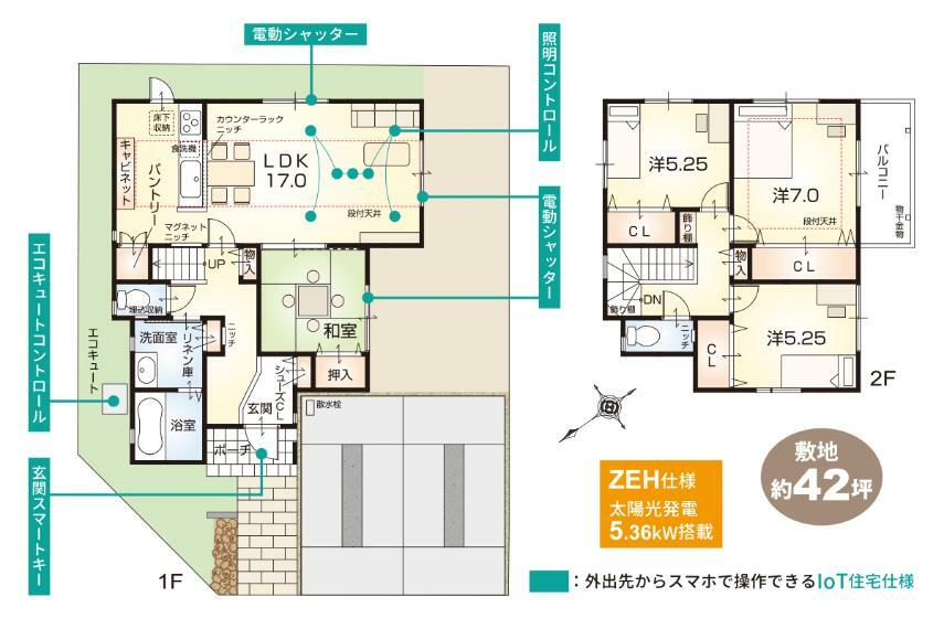 間取り図 3号地モデルハウス【ZEH仕様（太陽光発電5.36kW搭載）＋IoT住宅仕様付】
