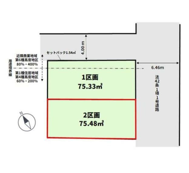 土地図面 建築条件なし売地、お好きなハウスメーカーで建築可能です。