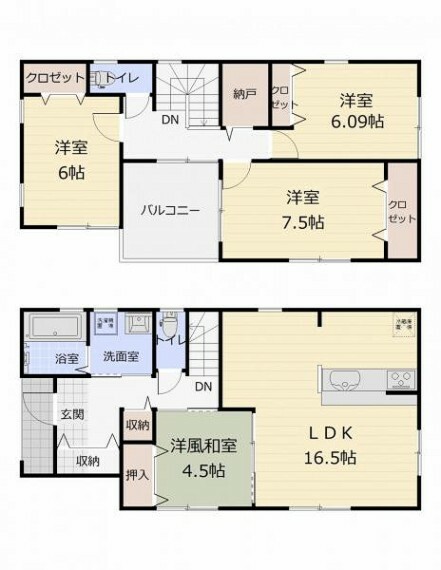 間取り図 （間取）LDK＋和室で21帖の広々空間！納戸付きで収納にも困りません！