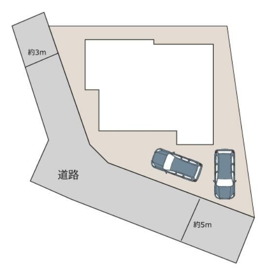 区画図 【リフォーム後/区画図】駐車場2台分、角地の住宅です。南側道路のため日当たりがいい住宅です。