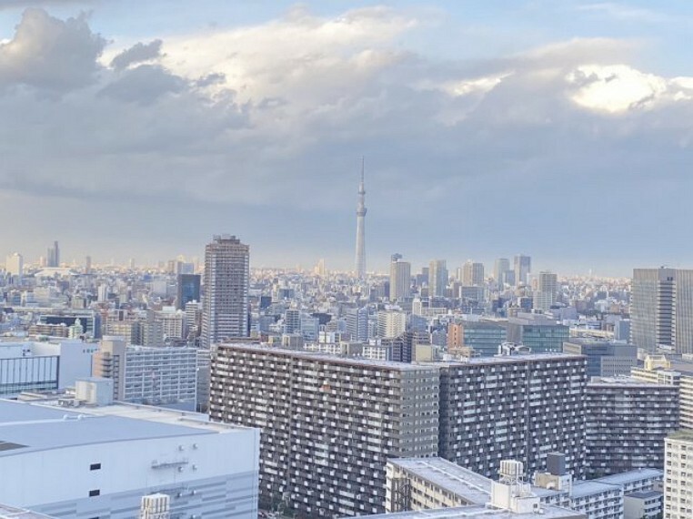 バルコニーからの眺望、東京スカイツリーを望みます。