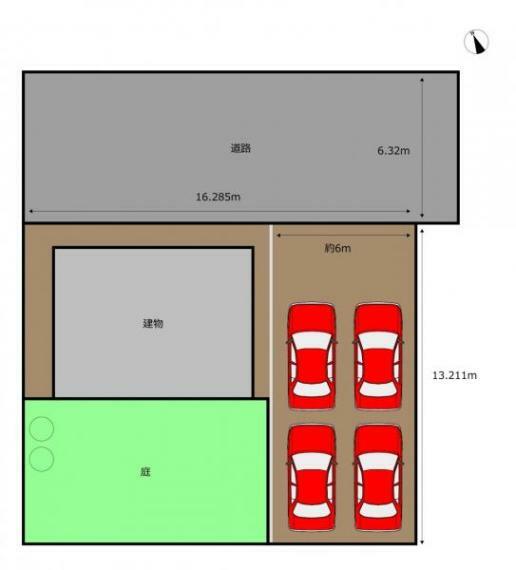 区画図 【区画図】駐車4台可能です。