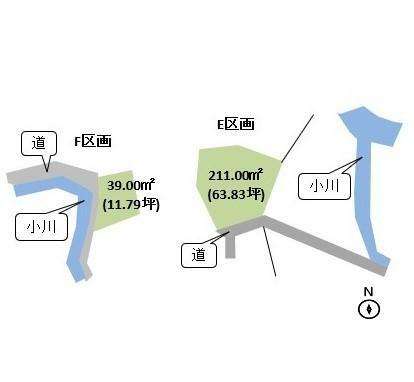 区画図 ■敷地面積:●211.00平米（63.82坪）●39.00平米（11.79坪）