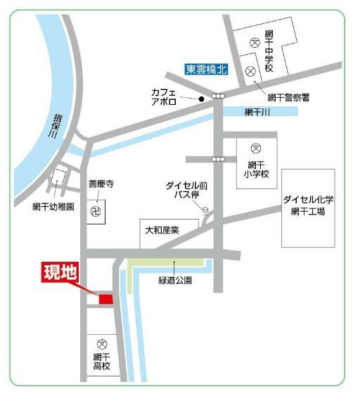 土地図面 山電網干線「山陽網干」駅より徒歩17分、神姫バス「ダイセル前」停より徒歩7分