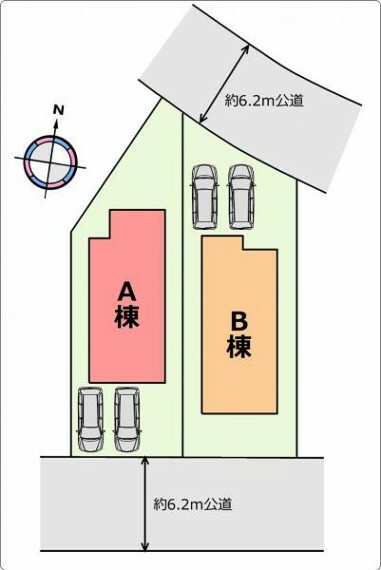 区画図 （区画図）駐車スペース並列2台分有〇ゆとりある前面道路で駐車も安心ですね！