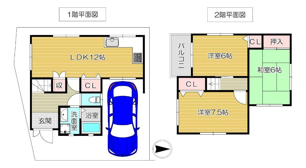 間取り図 3LDK＋ロフトの間取りで駐車場も確保しています。