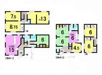 物件1■4LDK■建物面積延:119.54平米（36.16坪）、1階:59.77平米、2階:59.77平米 物件2■床面積:1階51.03平米、2階29.16平米