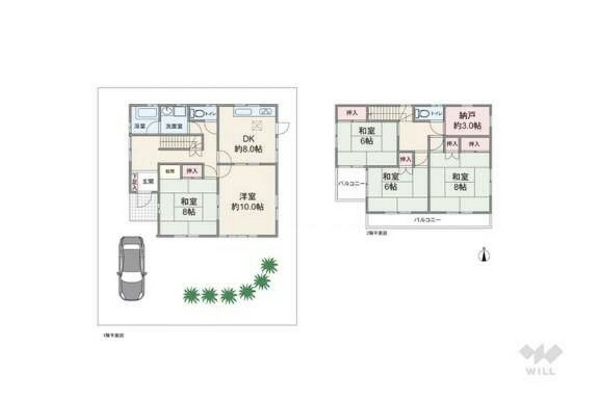 間取り図 土地面積178.87平米、建物面積122.55平米です。