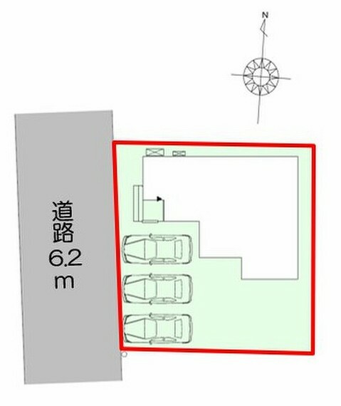 区画図 並列3台駐車可能！