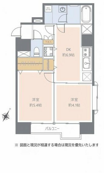 間取り図 南東向き6階の角部屋。日当たり良好でお洗濯物が良く乾きます！