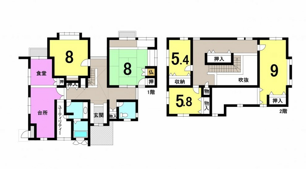 間取り図 ■4LDK■建物面積延:155.28平米（46.97坪）、1階:94.78平米、2階:60.50平米