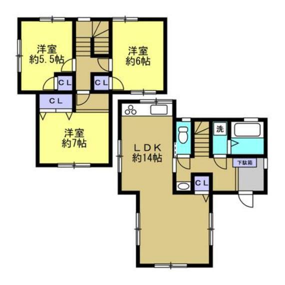 間取り図 【リフォーム後間取】掃除の行き届くコンパクトな3LDKの間取り。和室は洋室に間取り変更の工事を行いました。火を使わない安心感のあるオール電化住宅です。