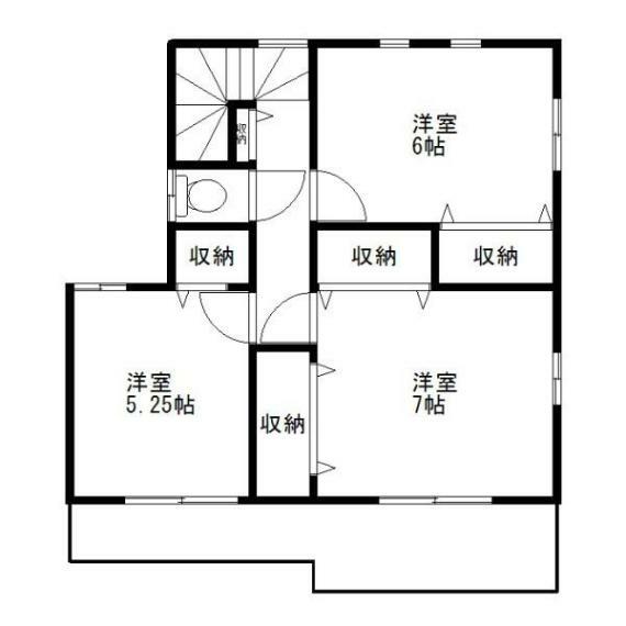 【2階間取り】洋室×3！各自のプライベートルームを持てますね！各部屋に収納あり。たっぷりの収納スペースで快適に暮らせそうです 。