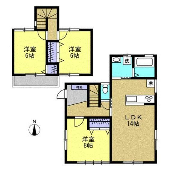 間取り図 【RF後間取図】リフォームで間取り変更を行い、3LDKのお家に生まれ変わりました。2二人や3人でのお住まいにいかがですか。