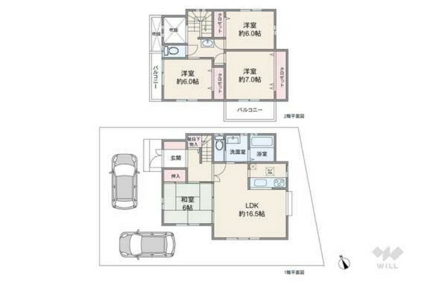 間取り図 間取りは延床面積103.51平米の4LDK。全居室6帖以上の広さを確保したゆとりのあるプラン。水回りが1か所に集約されていて家事効率良好です。