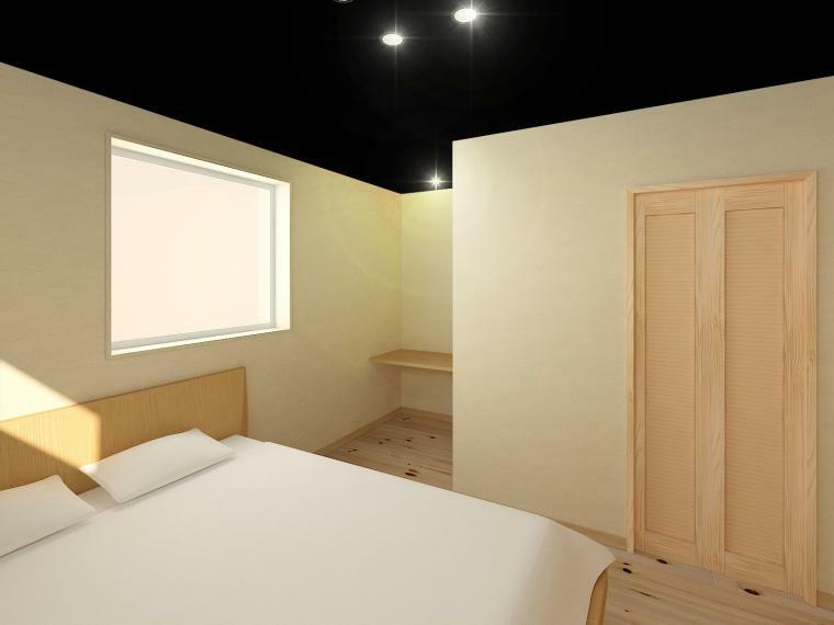 完成予想図（内観） ［完成イメージ図］特許を取得した究極の寝室　きれいな空気に包まれ深い眠りを誘う工夫がされています。大きなウォークインクローゼット　収納たっぷりお部屋がすっきり使えますね。