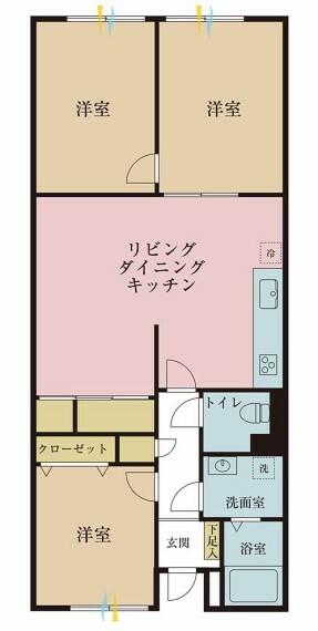 3LDK、専有面積67.6平米、バルコニー面積5.76平米