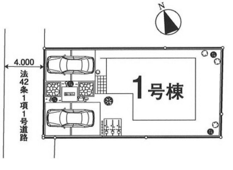 区画図 西側4m市道に接しています。