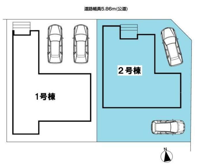 区画図 敷地面積:122.68平米　お車2台駐車可能（車種による）