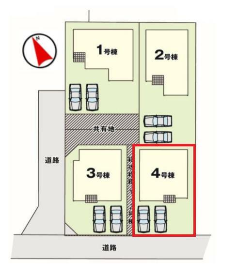 区画図 【4号棟区画図】土地面積139.21平米（42.11坪）