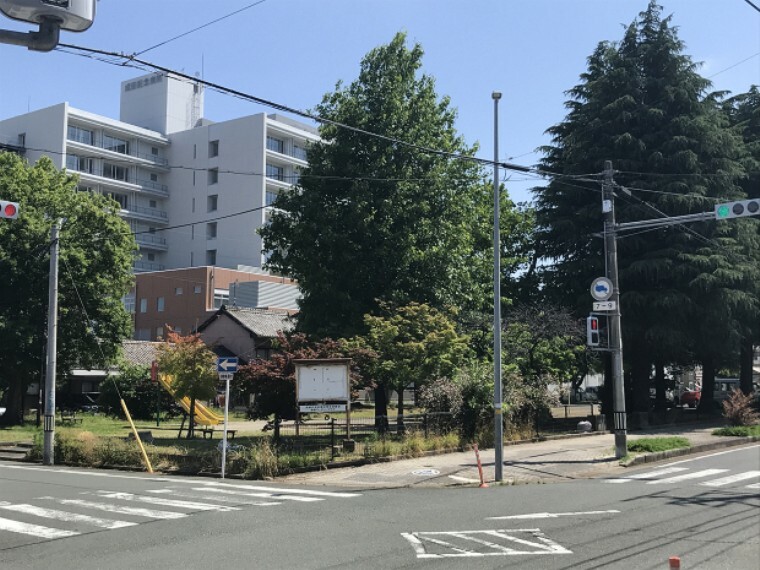 公園 現地から400m～430m。　羽根井公園　すべり台、ブランコ、鉄棒などシンプルな遊具が揃った公園です。藤棚があり、春には訪れる人の目を楽しませてくれます。