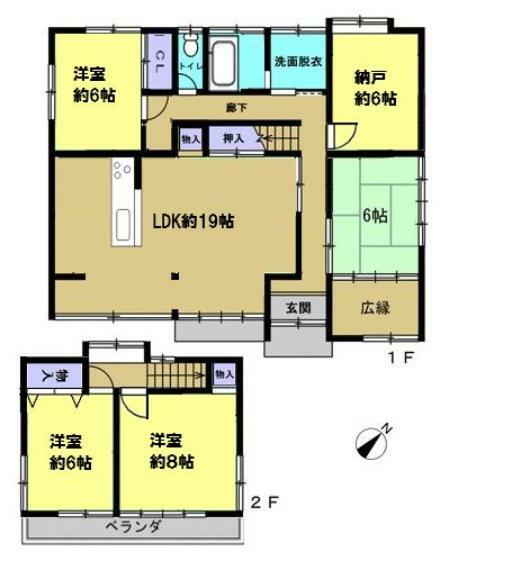 間取り図 【リフォーム後間取り図】リフォーム工事で4SLDKの間取りに変更いたしました。19帖のリビングは南東面から採光の入る明るくて開放的なリビングです。各居室収納があっていいですね。