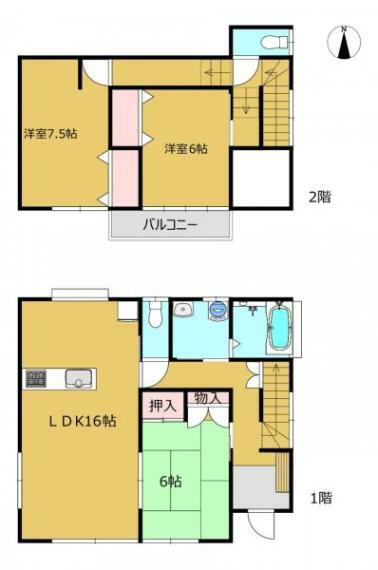 間取り図 【リフォーム後間取図】リフォーム後は3LDKのおうちになりました。2階に廊下を作成し、使いやすい間取りに変更を行いました。