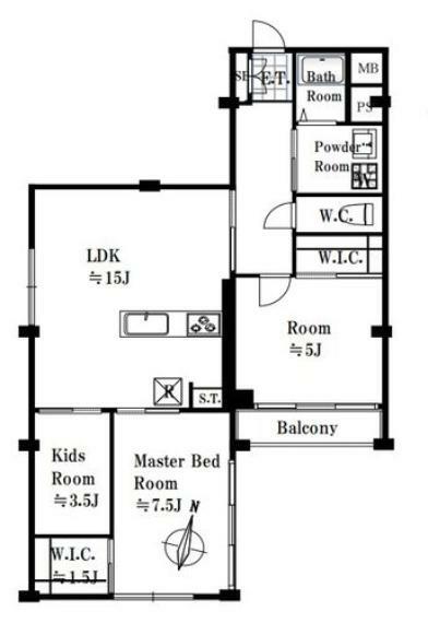 間取り図 こちらの物件は廊下を最小限にした間取りです。限られた家の面積の中で廊下が占める割合が多いと他の部屋の広さにしわ寄せいってしまいます。ムダな廊下を無くすことでゆとりある居室空間が可能となります。