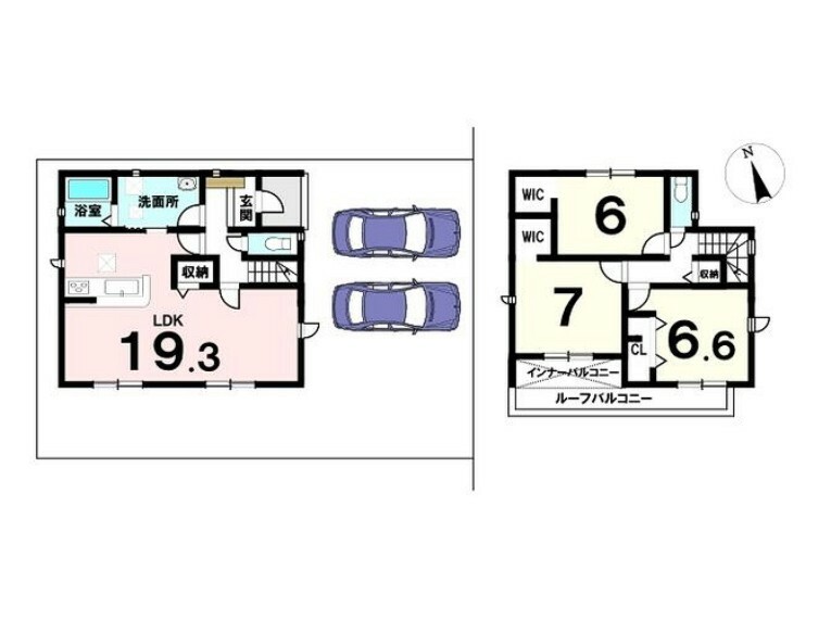 【ハウスドゥ一宮北】3LDK　WIC×2　カウンターキッチン　全居室収納　駐車2台可　整形地　分譲地