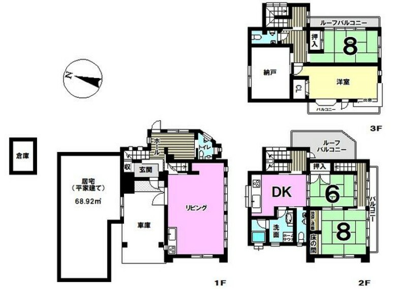 中津川市駒場(4LDK)の間取り