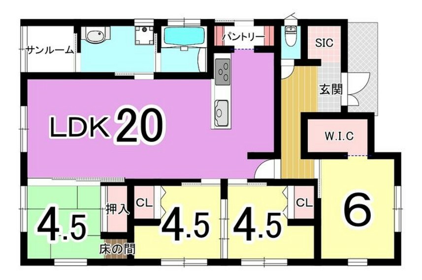 間取り図 【間取り】4LDK＋WIC＋サンルーム