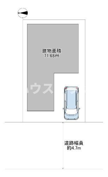 区画図 軽自動車駐車可能な前道は4.7mです。