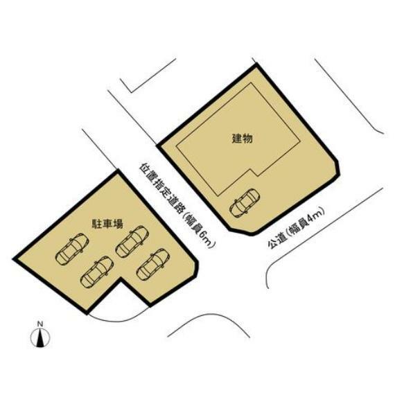 区画図 【区画図】宅地（75坪）の他に普通車5台駐車可能カースペース（63坪）がございます。