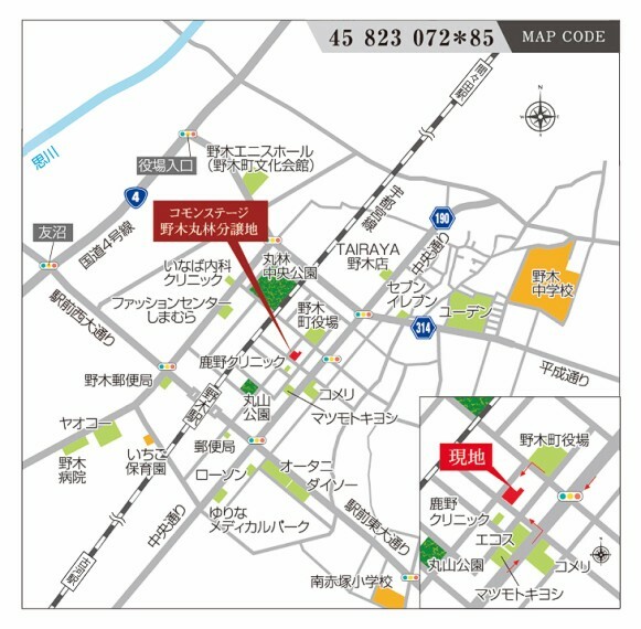 区画図 幹線道路の国道4号線や190号線へのアクセスが良く、東西南北への車での移動もスムーズです。