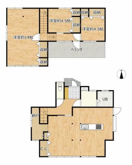 間取り図 【リフォーム済】現状の間取りから、一部減築を行い、住みやすい3LDKの間取りに変更いたします洋室が増え対面キッチンになりますので使いやすく間取が変わります