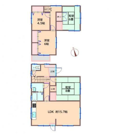 間取り図 昭和54年5月築・軽量鉄骨造2階建・建物面積120.00m2（36.3坪）4LDKです。水回りの交換を中心としたリフォームでリフレッシュしましたのでさわやかに新生活をスタートできますよ。