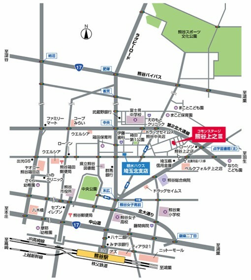区画図 幹線道路の国道17号線や熊谷バイパスで、スムーズなカーアクセスが可能です。
