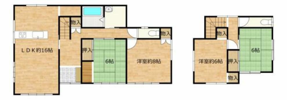 間取り図 【間取】LDKを新設、和室から洋室にする工事を行い、より使いやすいお家に生まれ変わりました。